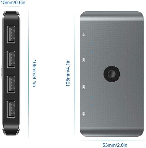 محدد مفاتيح KVM 4 أجهزة كمبيوتر مشاركة 4 منافذ USB 2.0 محول USB للوحة المفاتيح والماوس والطابعة والماسح الضوئي والكمبيوتر المحمول ومحول مفتاح بزر واحد مع 4 حزم USB A إلى كابل in Saudi Arabia