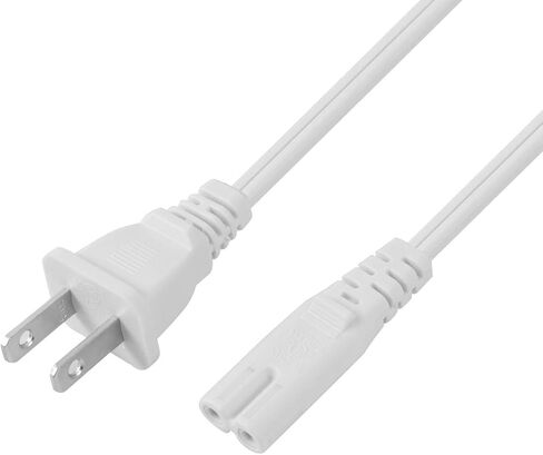 VSEER 2-Pack 2-Slot Non-Polarized UL Listed SPT2 18AWG Universal Replacement Power Cord (NEMA 1-15P to IEC C7),White (3FT) in Kuwait