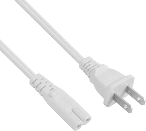 VSEER 2-Pack 2-Slot Non-Polarized UL Listed SPT2 18AWG Universal Replacement Power Cord (NEMA 1-15P to IEC C7),White (3FT) in Kuwait