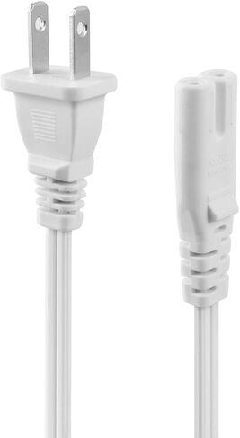VSEER 2-Pack 2-Slot Non-Polarized UL Listed SPT2 18AWG Universal Replacement Power Cord (NEMA 1-15P to IEC C7),White (3FT) in Kuwait