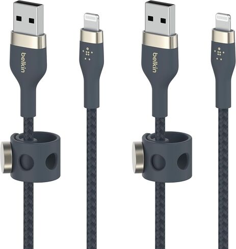 Belkin BoostCharge Pro Flex Braided USB Type A to Lightning Cable (1M/3.3FT), MFi Certified Charging Cable for iPhone 14, 13, 12, 11, Pro, Max, Mini, SE, iPad - White in Saudi Arabia
