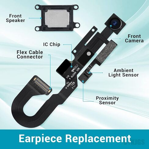 for iPhone 7 Ear Speaker Replacement Kit OEM with 7MP Facing Front Camera + Front Earpiece Module with Proximity Sensor Microphone Flex Part Ambient Light Fix Repair Tools A1660 A1778 A1779 in Kuwait