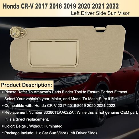NHILES Driver & Passenger Side Sun Visor Compatible with Honda CRV 2017 2018 2019 2020 2021 2022 Sunshade Number 83280TLAA12ZA 83230TLAA12ZA Color: Beige in Saudi Arabia