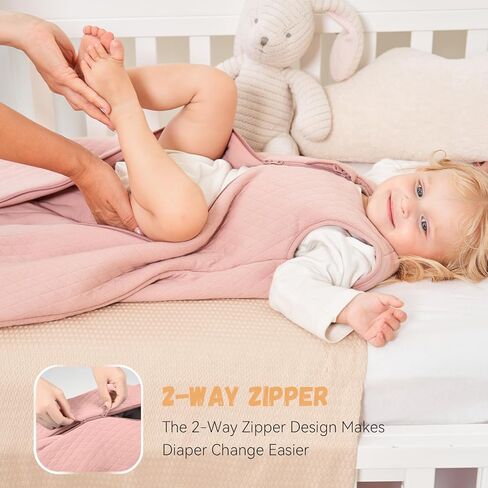 كيس نوم للأطفال من Yoofoss من عمر 6 إلى 12 شهرًا TOG 2.5 بطانية شتوية يمكن ارتداؤها للأطفال، كيس نوم للرضع مصنوع من القطن بنسبة 100% بسحاب ثنائي الاتجاه، كيس نوم للأطفال in Kuwait