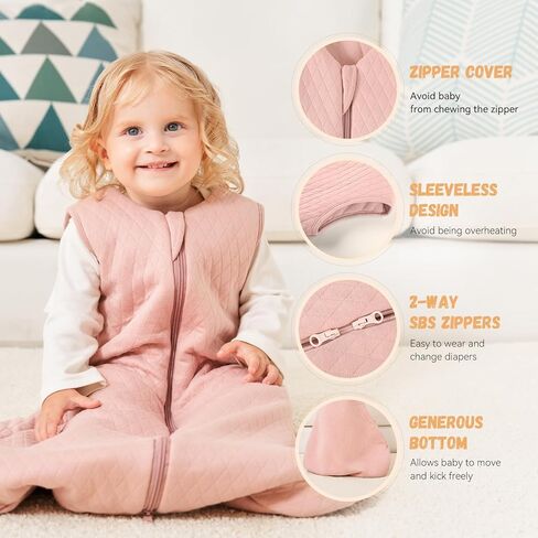 كيس نوم للأطفال من Yoofoss من عمر 6 إلى 12 شهرًا TOG 2.5 بطانية شتوية يمكن ارتداؤها للأطفال، كيس نوم للرضع مصنوع من القطن بنسبة 100% بسحاب ثنائي الاتجاه، كيس نوم للأطفال in Kuwait