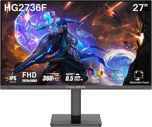 شاشة ألعاب 27 بوصة FHD 1920x1080 360 هرتز - HDMI x2، DP x2، تتضمن كابل DP، إضاءة RGB، 0.5 مللي ثانية، إمكانية ضبط الارتفاع - أسود، مكبرات صوت مدمجة (HG2736F) in Saudi Arabia