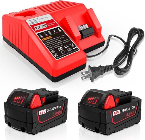 18V 6.0Ah Battery Rapid Charger Station Combo Kit - Replacement for Milwaukee M12-18 Power Tool Battery & Charger 4811-1862 4811-1852 4811-1840 4811-1830 4811-1811 4811-1815 4811-1820 4811-1841 in Saudi Arabia