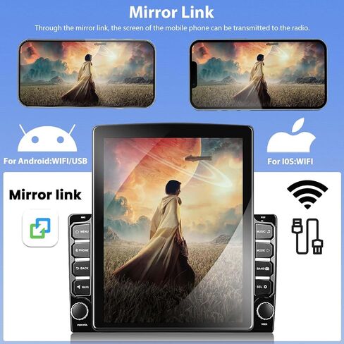 1+32G Android 13 Double Din Car Stereo 9.7 بوصة شاشة لمس عمودية مع Carplay Android Auto Mirror Link مشغل الوسائط المتعددة وحدة رئيسية FM RDS HiFi Bluetooth WiFi GPS + AHD كاميرا احتياطية وميكروفون in Kuwait