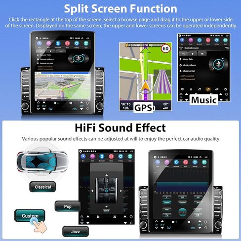 1+32G Android 13 Double Din Car Stereo 9.7 بوصة شاشة لمس عمودية مع Carplay Android Auto Mirror Link مشغل الوسائط المتعددة وحدة رئيسية FM RDS HiFi Bluetooth WiFi GPS + AHD كاميرا احتياطية وميكروفون in Kuwait