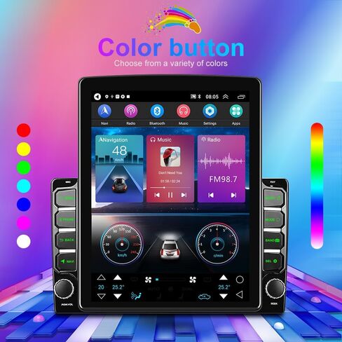 1+32G Android 13 Double Din Car Stereo 9.7 بوصة شاشة لمس عمودية مع Carplay Android Auto Mirror Link مشغل الوسائط المتعددة وحدة رئيسية FM RDS HiFi Bluetooth WiFi GPS + AHD كاميرا احتياطية وميكروفون in Kuwait