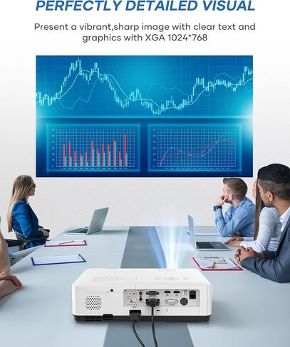 جهاز عرض مكتب BIGASUO 3LCD مدمج بمكبر صوت، جهاز عرض للأعمال الصغيرة بقوة 3500 Ansi-Brightness، نسبة تباين 15000:1، دعم 300 بوصة، متوافق مع عصا التلفزيون، PS5، الكمبيوتر المحمول، جهاز عرض الأفلام المنزلي الخارجي in Kuwait