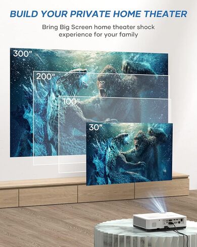 جهاز عرض مكتب BIGASUO 3LCD مدمج بمكبر صوت، جهاز عرض للأعمال الصغيرة بقوة 3500 Ansi-Brightness، نسبة تباين 15000:1، دعم 300 بوصة، متوافق مع عصا التلفزيون، PS5، الكمبيوتر المحمول، جهاز عرض الأفلام المنزلي الخارجي in Kuwait