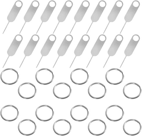 YuCool 16 قطعة من أداة إزالة بطاقة Sim Card Tray Eject Pin Ejector مع 16 قطعة من حلقة المفاتيح، جميع هواتف iPhone Apple iPad HTC Samsung Galaxy الهاتف الذكي سلسلة ساعات الهاتف الذكي in Kuwait