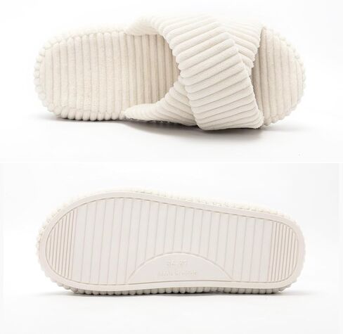Women's Memory Foam Arch Support House Slippers Indoor Bedroom Open Toe Corduroy Cross Bands Slide Slipper Shoes Comfy Slipper in Saudi Arabia