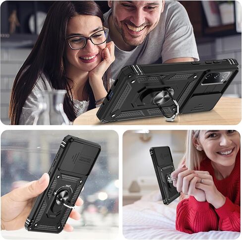 LeYi for Galaxy-S20-FE-5G-Case: with Screen Protector and Slide Camera Cover, Military-Grade Heavy Duty Shockproof Protective Phone Case Cover with Metal Ring Kickstand for Samsung S20 FE 5G, Black in Saudi Arabia