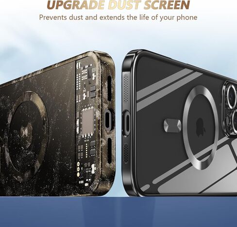 جراب مغناطيسي قوي شفاف لهاتف iPhone 16 Pro Max مع MagSafe، واقي كامل لعدسة الكاميرا، غطاء حماية ناعم مقاوم للصدمات لامع للفتيات والنساء، ذهبي in Saudi Arabia