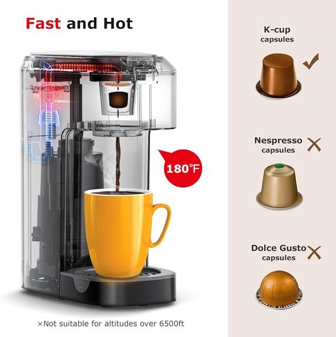 ماكينة صنع القهوة ذات الخدمة الواحدة من Bonsenkitchen، ماكينة تحضير القهوة لكبسولة كوب K، ماكينة صنع القهوة سريعة التخمير، مقاسات المشروب من 6 إلى 12 أونصة، تصميم موفر للمساحة in Kuwait