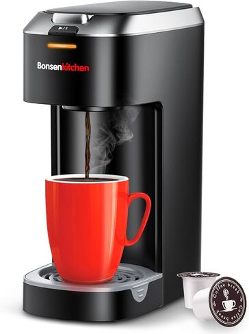 ماكينة صنع القهوة ذات الخدمة الواحدة من Bonsenkitchen، ماكينة تحضير القهوة لكبسولة كوب K، ماكينة صنع القهوة سريعة التخمير، مقاسات المشروب من 6 إلى 12 أونصة، تصميم موفر للمساحة in Kuwait