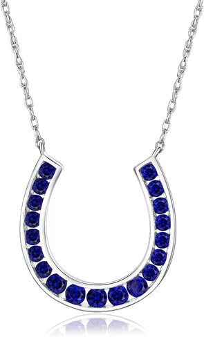 DAYBYDAY Horseshoe Necklace 925 Stelring Silver Channel Set Moissanite Horse Shoe Pendant with 18" Chain Lucky Jewelry for Women Teen Girls in Kuwait