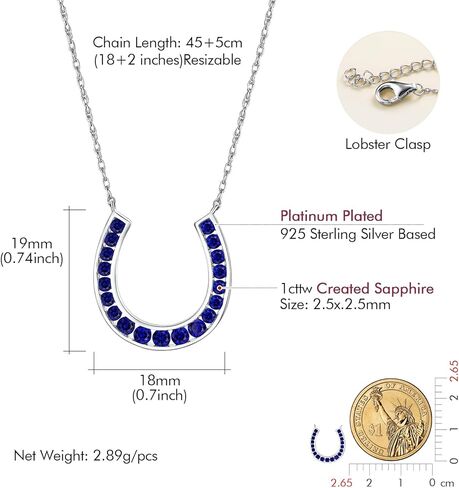 DAYBYDAY Horseshoe Necklace 925 Stelring Silver Channel Set Moissanite Horse Shoe Pendant with 18" Chain Lucky Jewelry for Women Teen Girls in Kuwait