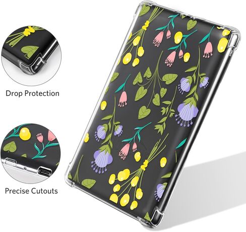 حافظة CoBak الشفافة لجهاز Kindle Paperwhite الجيل العاشر مقاس 6 بوصة وإصدار Signature Edition 2018 - غطاء خلفي من السيليكون خفيف الوزن ومقاوم للخدش مع تصميم زهرة مرحة in Saudi Arabia