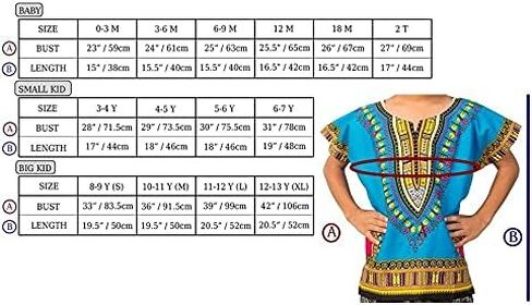 LOFBAZ African Dashik Shirt for Kids Unisex Boys Girls Child Toddler T-Shirts in Kuwait