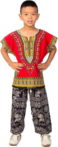 LOFBAZ African Dashik Shirt for Kids Unisex Boys Girls Child Toddler T-Shirts in Kuwait