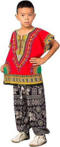 LOFBAZ African Dashik Shirt for Kids Unisex Boys Girls Child Toddler T-Shirts in Kuwait