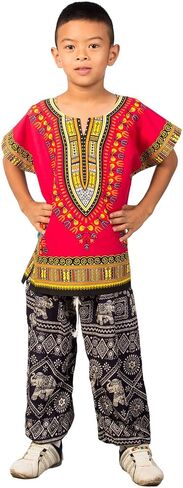 LOFBAZ African Dashik Shirt for Kids Unisex Boys Girls Child Toddler T-Shirts in Kuwait