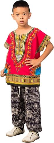 LOFBAZ African Dashik Shirt for Kids Unisex Boys Girls Child Toddler T-Shirts in Kuwait