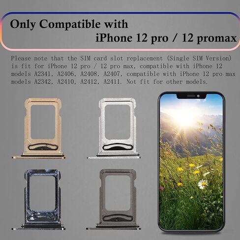 حامل بطاقة SIM مزدوج 4 ألوان لهاتف iPhone 12 PRO MAX بديل لهاتف iPhone 12 Pro SIM فتحة فضية جرافيت المحيط الهادئ الأزرق الذهبي مع مجموعة القاذف A2341 A2406 A2407 A2408 A2342 A2410 A2412 in Saudi Arabia