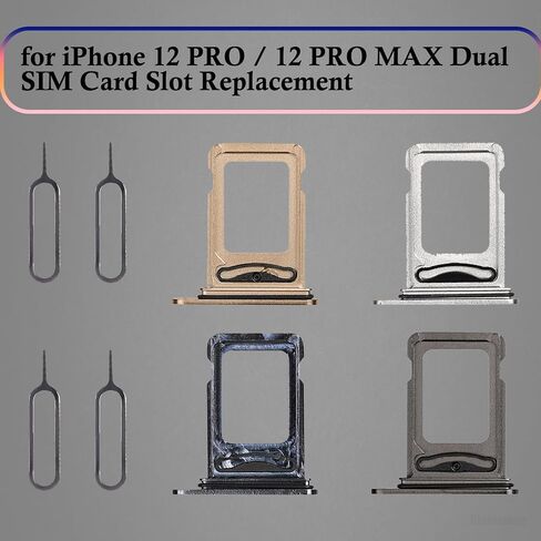 حامل بطاقة SIM مزدوج 4 ألوان لهاتف iPhone 12 PRO MAX بديل لهاتف iPhone 12 Pro SIM فتحة فضية جرافيت المحيط الهادئ الأزرق الذهبي مع مجموعة القاذف A2341 A2406 A2407 A2408 A2342 A2410 A2412 in Saudi Arabia