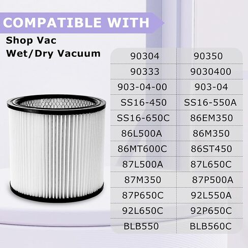 فلتر خرطوشة بديل 90350 لمتجر Vac 90304، 90585، متوافق مع مكنسة كهربائية رطبة/جافة Shop Vac Filters 5 جالون وما فوق، عبوتان in Kuwait