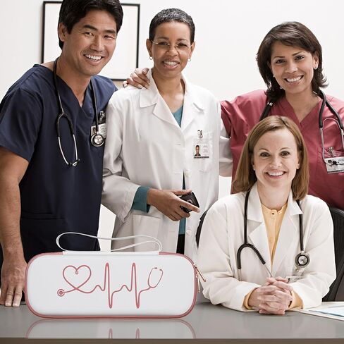 حقيبة سماعة الطبيب للسفر من BOVKE لسماعات الطبيب خفيفة الوزن 3M Littmann Classic III، خفيفة الوزن II SE، MDF Acoustica، جيب شبكي لأضواء القلم، مقص طبي، ملحقات الممرضة للعمل، أسود in Saudi Arabia