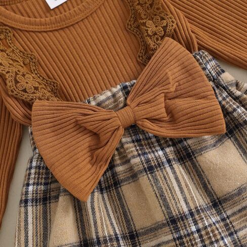 TheFound Christmas Infant Baby Girl Outfit Toddler Plaid Checked Print Ruffle Long Sleeve Romper Dress Cute Baby Xmas Clothes in Saudi Arabia