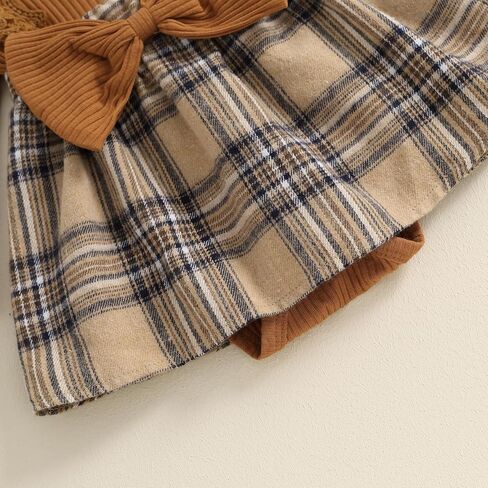 TheFound Christmas Infant Baby Girl Outfit Toddler Plaid Checked Print Ruffle Long Sleeve Romper Dress Cute Baby Xmas Clothes in Saudi Arabia