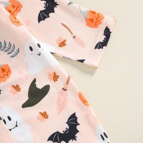 Infant Newborn Baby Girls Halloween Outfits Pumpkin Printed Long Sleeve Romper Headband Fall Set in Saudi Arabia