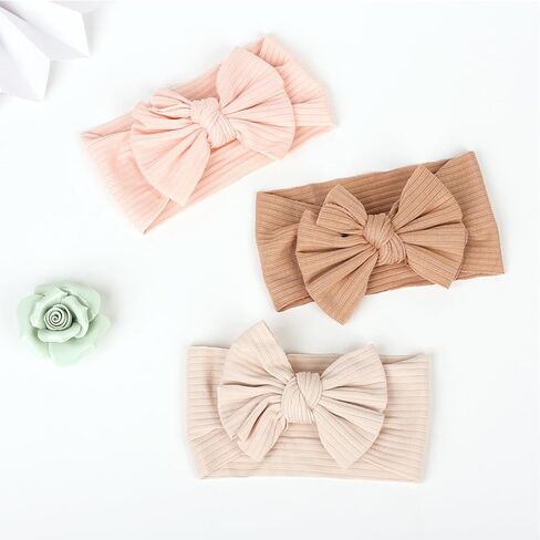 Cupimatch 6 Pieces Baby headbands: Bow design Soft Thread Cotton Solid color Comfort Headband Handmade Hair Newborn Infant Toddlers Kids in Saudi Arabia
