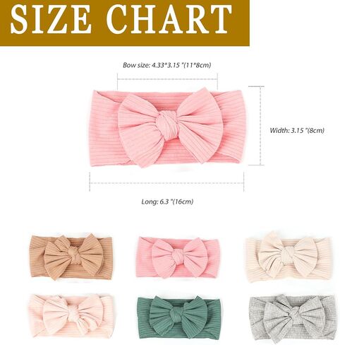 Cupimatch 6 Pieces Baby headbands: Bow design Soft Thread Cotton Solid color Comfort Headband Handmade Hair Newborn Infant Toddlers Kids in Saudi Arabia