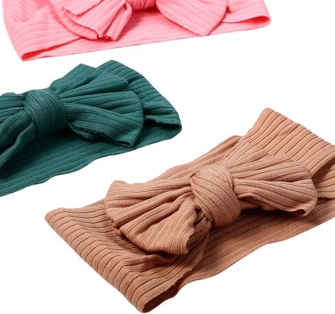 Cupimatch 6 Pieces Baby headbands: Bow design Soft Thread Cotton Solid color Comfort Headband Handmade Hair Newborn Infant Toddlers Kids in Saudi Arabia