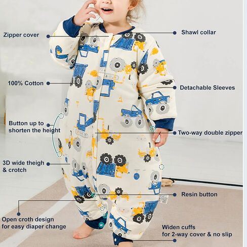 I love D&M Baby Toddler Sleep Blanket with Legs Cozy 2.5 TOG Wearable Blanket Sleep Sack with Zipper Pink Dinosaur Excavator (CC5T) in Saudi Arabia