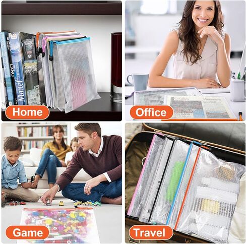 20pcs Mesh Zipper Pouch Bags,9 Sizes Plastic Zipper Bags for Organization,Reusable Zipper Pouches for Puzzle Board Game Storage,for Travel School Office Supplies. in Saudi Arabia