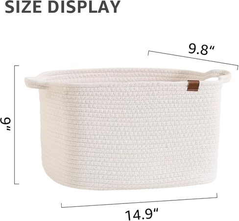 Rectangle Storage Baskets Cotton Rope Woven Baskets Square Organizing Storage Bins Toy Bins, Closet, Baby Nursery for Shelves, White_ 3P in Saudi Arabia