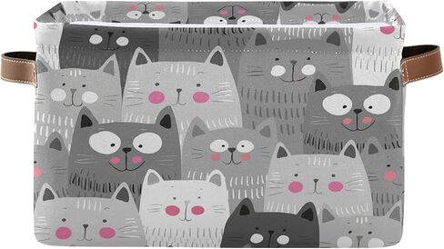 AUUXVA لطيف القطط كيتي سلة التخزين بن الحيوانات هريرة كبيرة النسيج اللعب صندوق تخزين مكعب مع مقابض قابلة للطي خزانة الجرف القماش المنظم سلة لغرفة نوم الحضانة in Kuwait