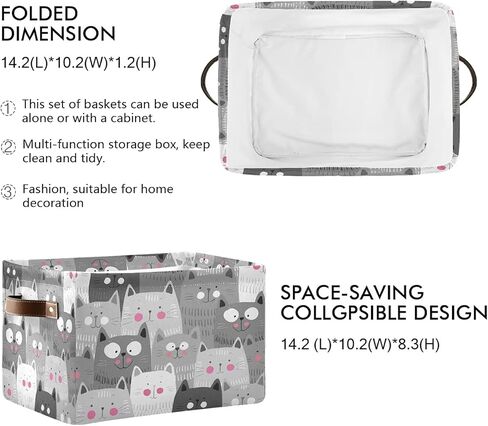 AUUXVA لطيف القطط كيتي سلة التخزين بن الحيوانات هريرة كبيرة النسيج اللعب صندوق تخزين مكعب مع مقابض قابلة للطي خزانة الجرف القماش المنظم سلة لغرفة نوم الحضانة in Kuwait