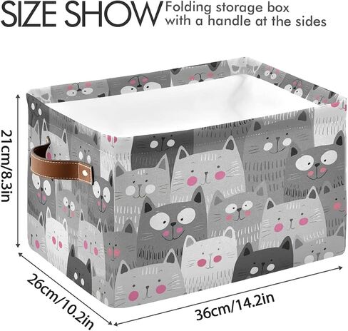 AUUXVA لطيف القطط كيتي سلة التخزين بن الحيوانات هريرة كبيرة النسيج اللعب صندوق تخزين مكعب مع مقابض قابلة للطي خزانة الجرف القماش المنظم سلة لغرفة نوم الحضانة in Kuwait