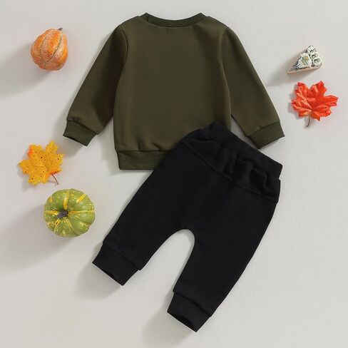 Baby Boy Girl Thanksgiving Outfit Gobble Long Sleeve Sweatshirt Elastic Waist Jogger Pants Set Toddler 2Pcs Outfit in Saudi Arabia
