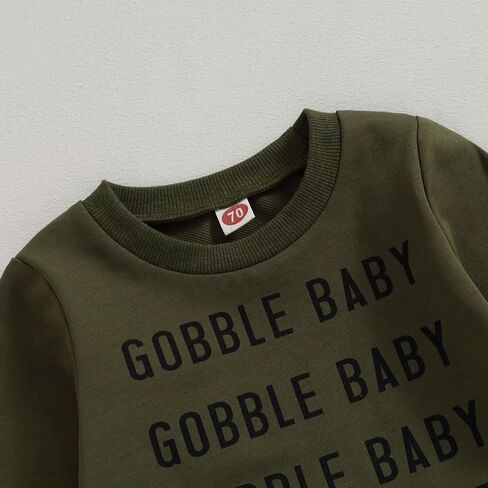 Baby Boy Girl Thanksgiving Outfit Gobble Long Sleeve Sweatshirt Elastic Waist Jogger Pants Set Toddler 2Pcs Outfit in Saudi Arabia