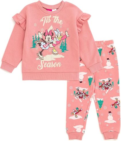 Disney Girls Fleece Sweatshirt and Jogger Pants Outfit Set Newborn to Big Kid Sizes (Newborn - 14-16) in Kuwait
