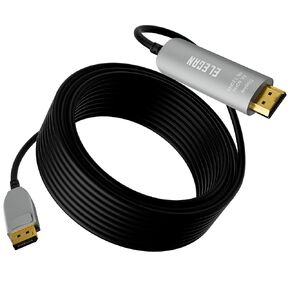 Elecan 8K Fiber Optic Displayport to HDMI Cable 25 Ft, 8K@60Hz 4K@120Hz, Zinc Alloy Shell & Active Optical DP Display Port 1.4 to HDMI 2.1 Uni-Directional Male Cord for NVIDIA, HDTV,Monitor,Projector